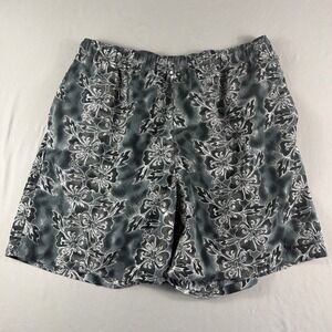 White Sierra grey hawaiian print lined swim trunks shorts, men's xl